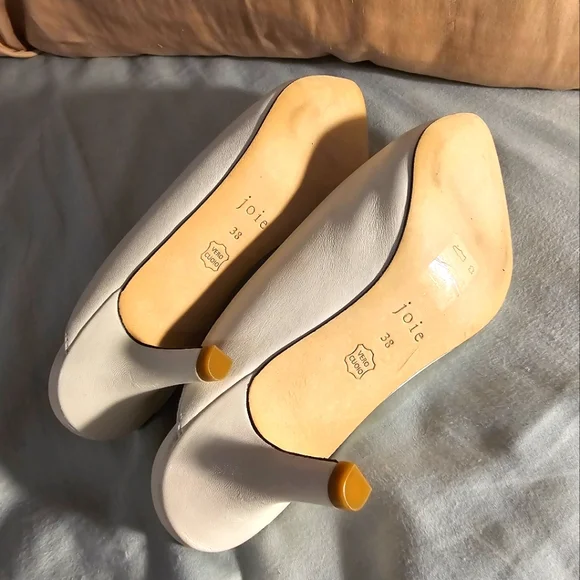 Joie White Leather Pointed Kitten Heels - Size 7 - Picture 6 of 11